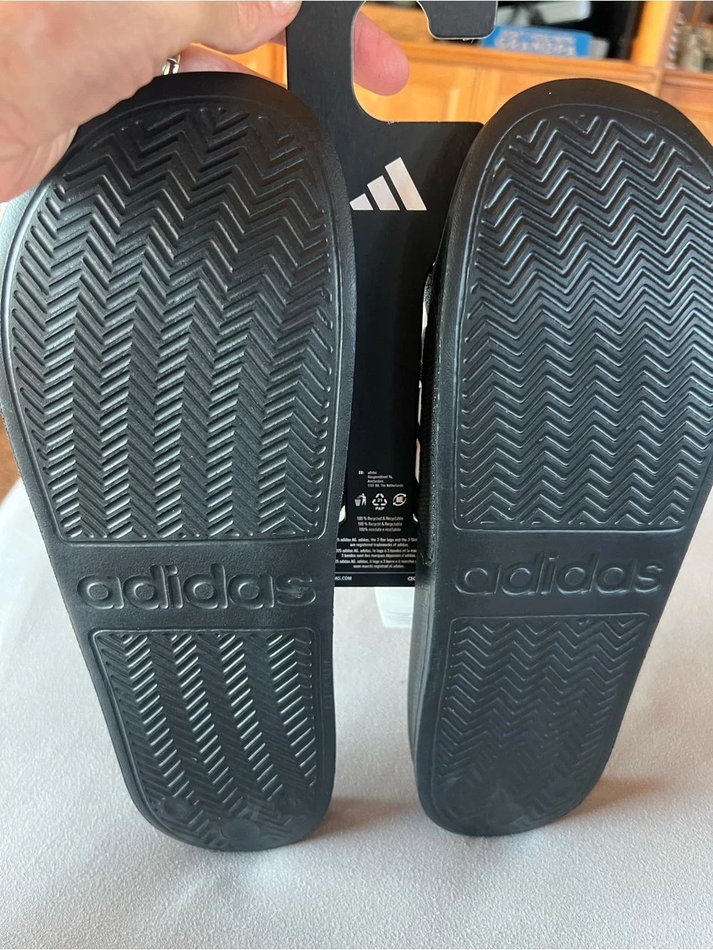 Adidas Black Cloud Foam Adilette Shower Slides.  Fits men’s 11 & women’s 12, new